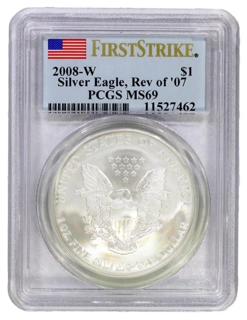 A 3rd 2008-W Rev. of 07 PCGS MS-69 Silver Eagle