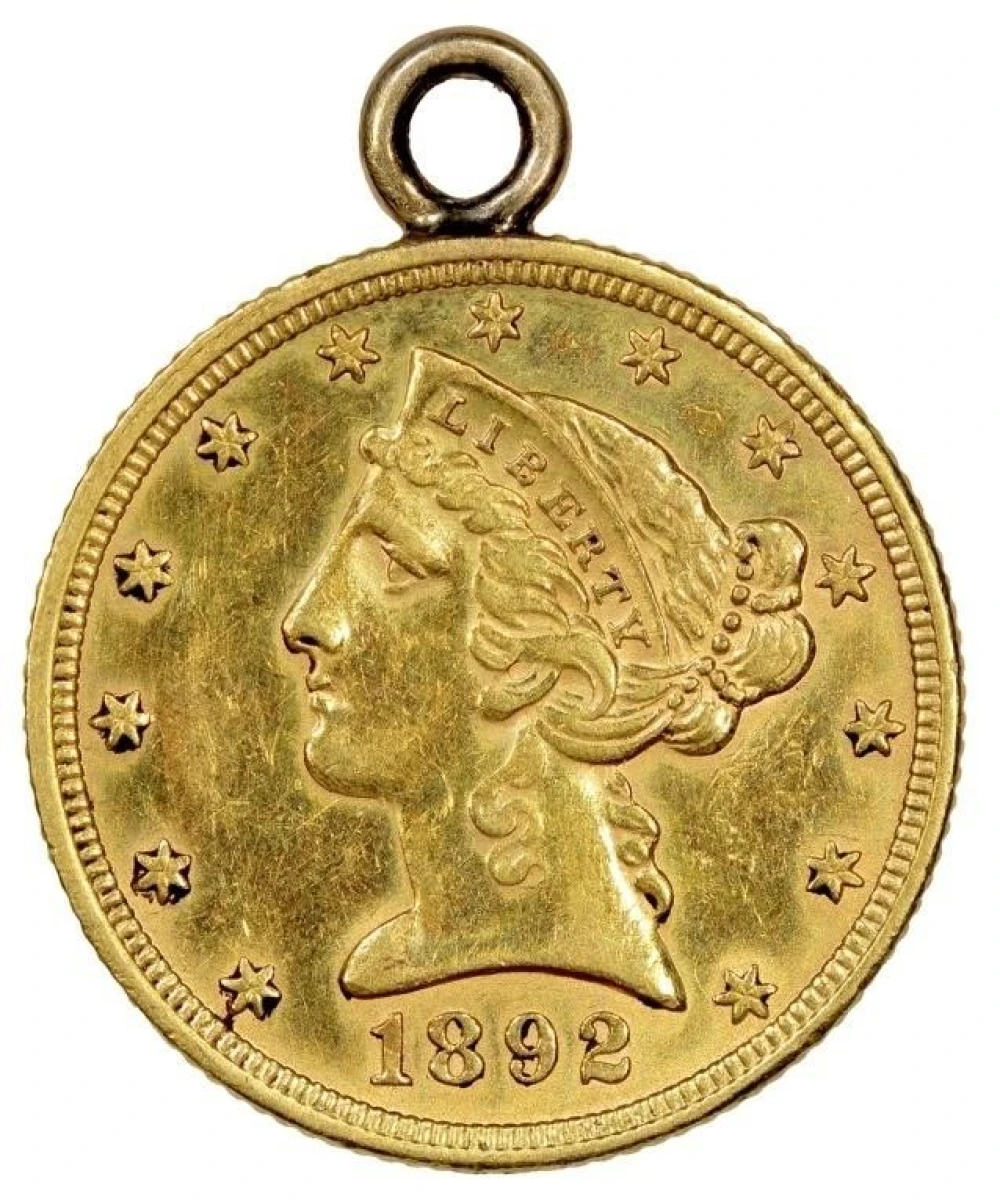 Looped 1892 $5 Gold Liberty