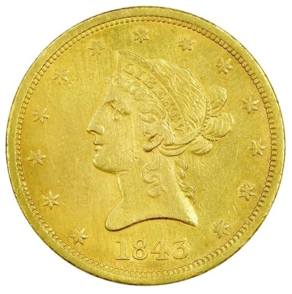 AU Details 1843-O $10 Liberty Gold