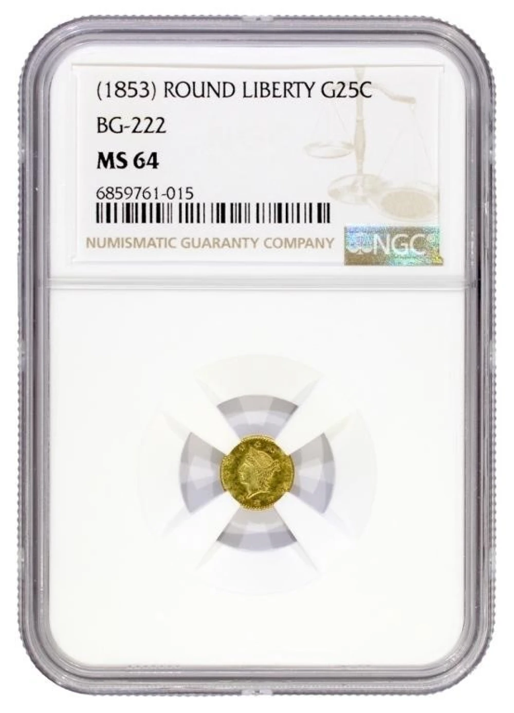 NGC MS-64 (1853) California Gold 25-Cents