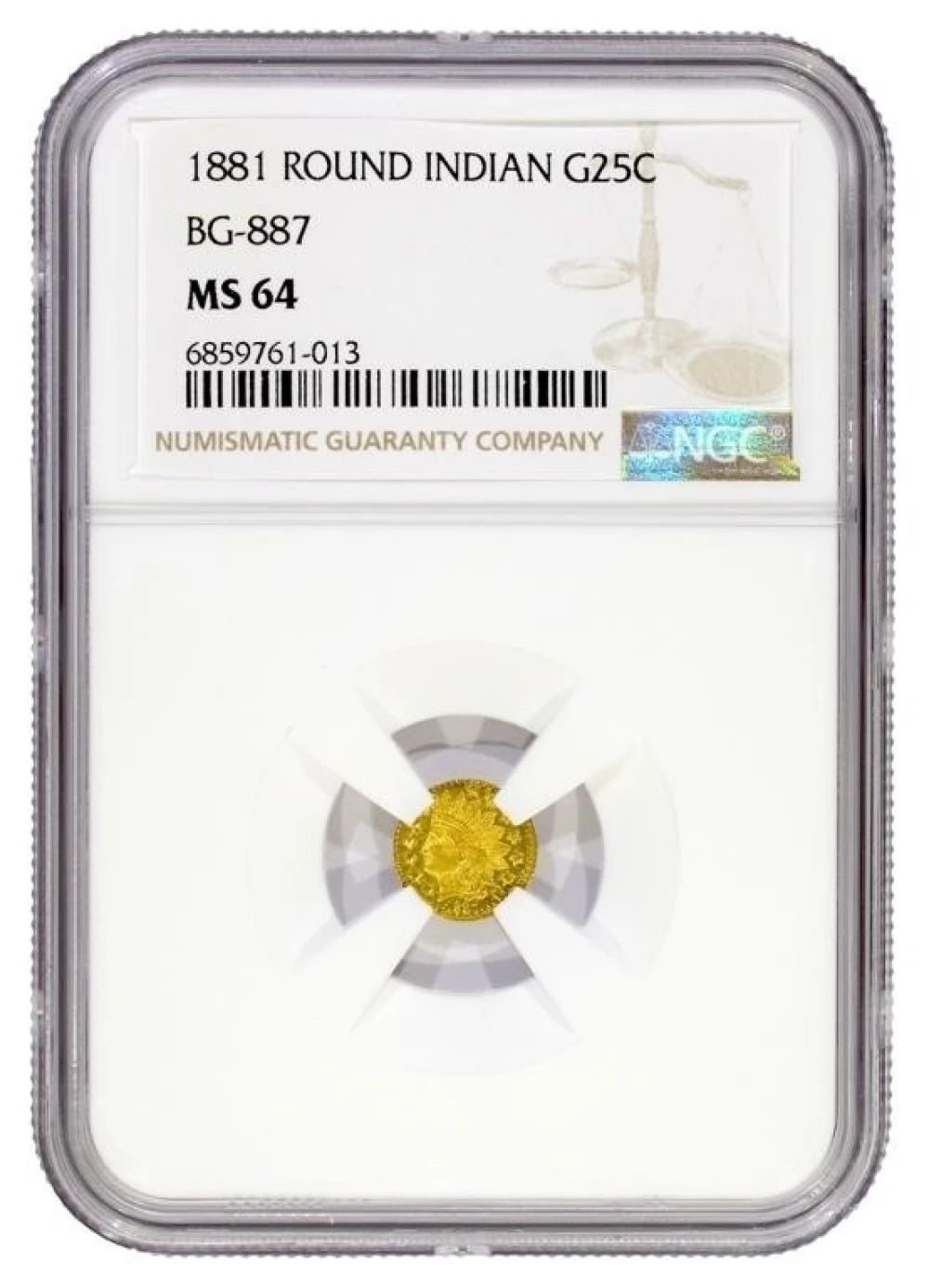NGC MS-64 1881 California Gold 25-Cents