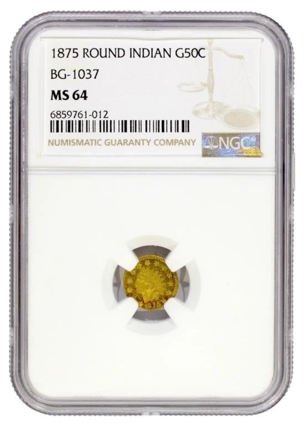 NGC MS-64 1875 California Gold 50-Cents