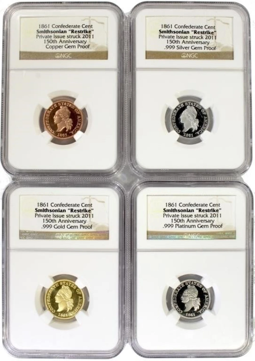 NGC Smithsonian Confederate Cent Restrikes Set