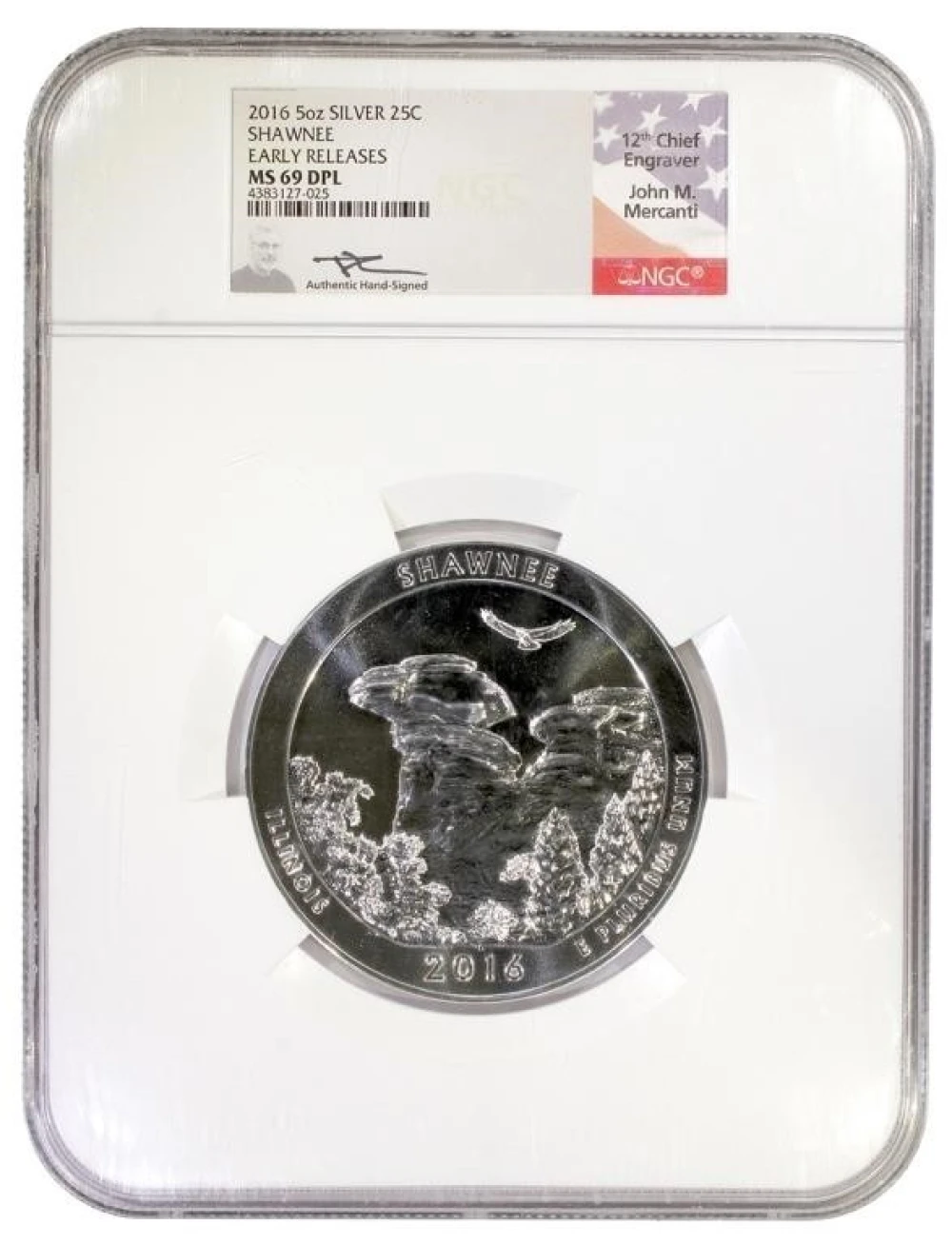 NGC MS-69 DPL Mercanti Shawnee 5 Oz