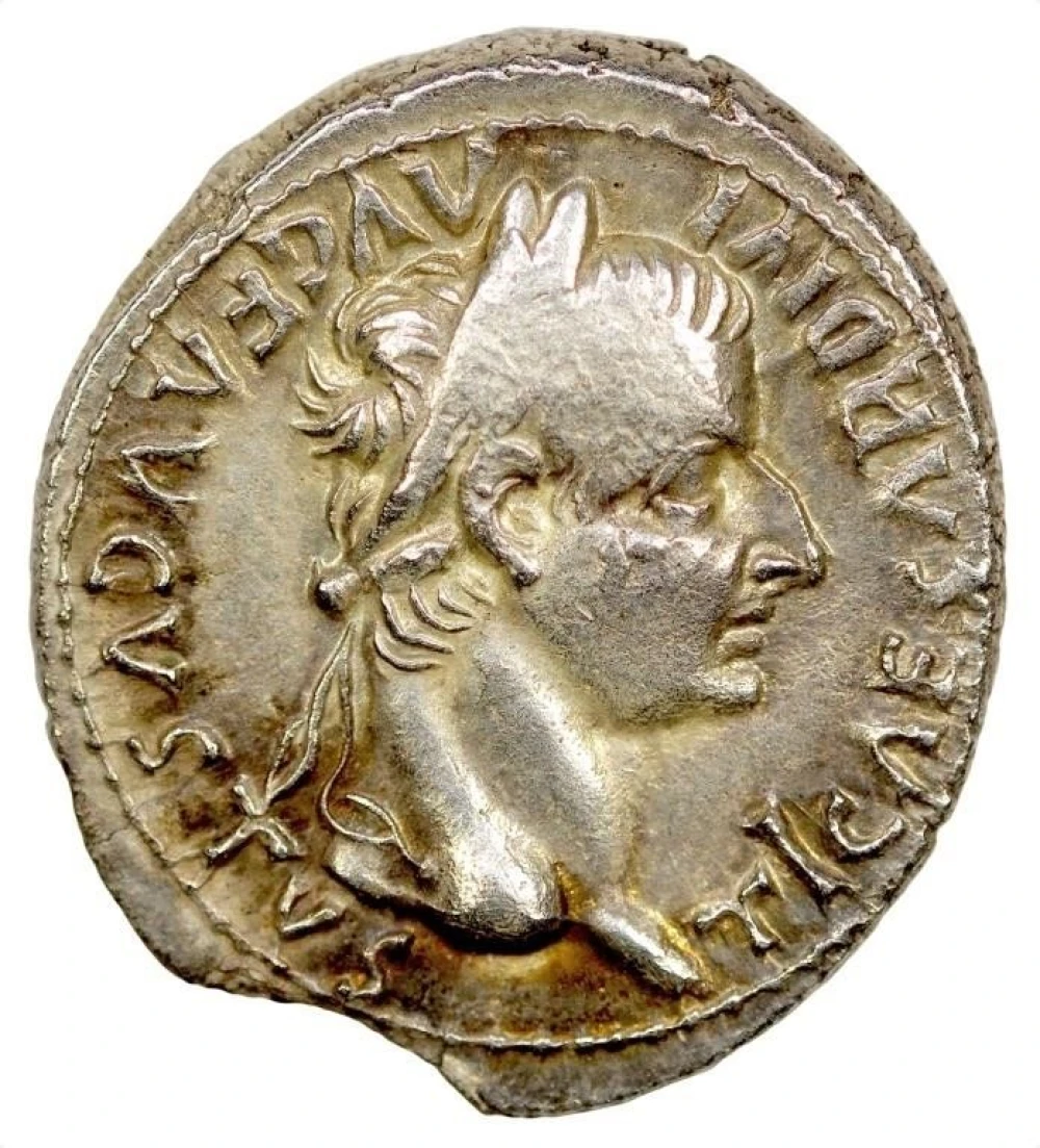 Ancient. Rome. VF Silver Denarius of Tiberius