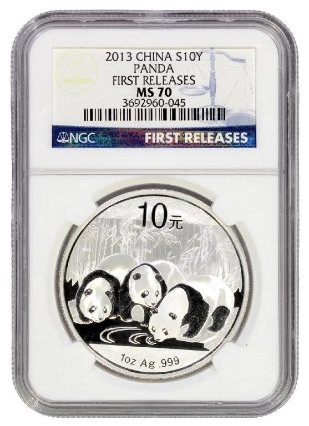 China. NGC MS-70 2013 One Ounce Silver Panda