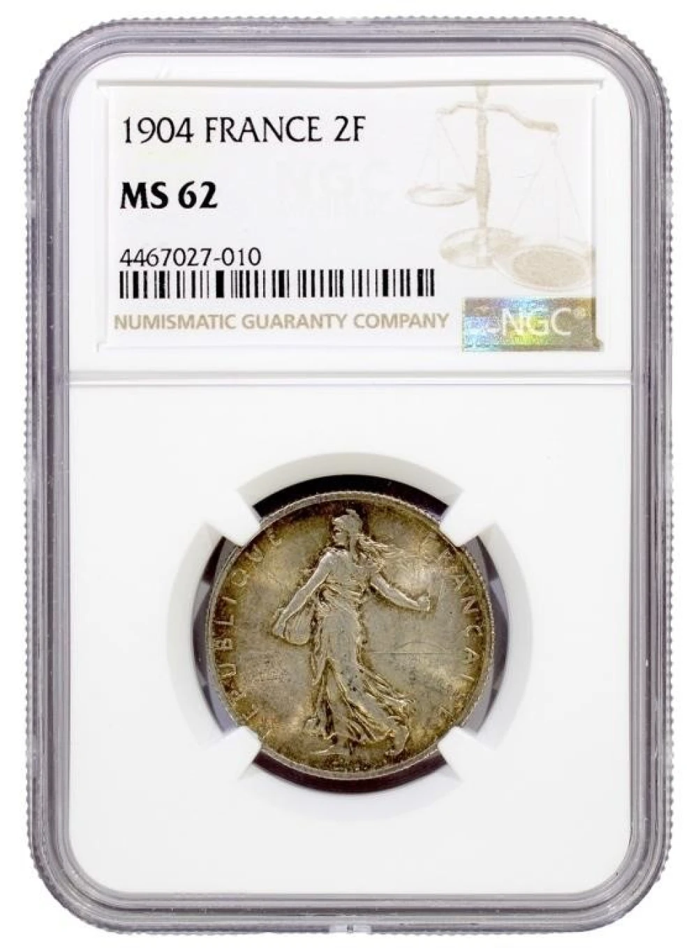 France. NGC MS-62 1904 2 Francs