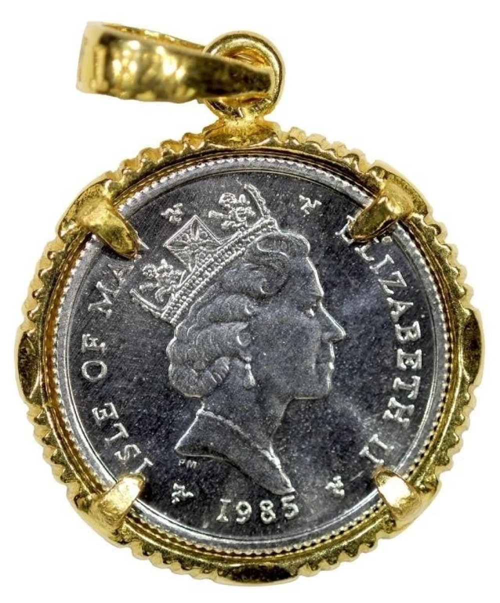 Isle Of Man. 1985 1/10 Oz Platinum in Gold Bezel