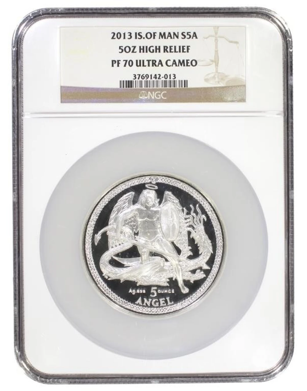 Isle of Man. 2013 5 Ounce Silver Angel