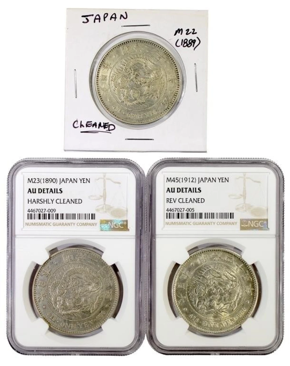 Japan. Large Silver Yen Trio