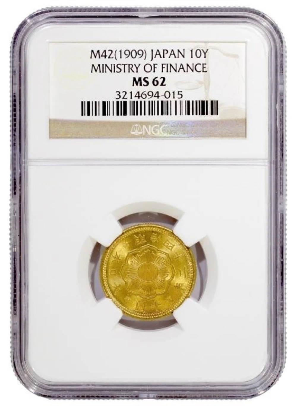 Japan. NGC MS-62 Meiji 42 (1909) Gold 10 Yen