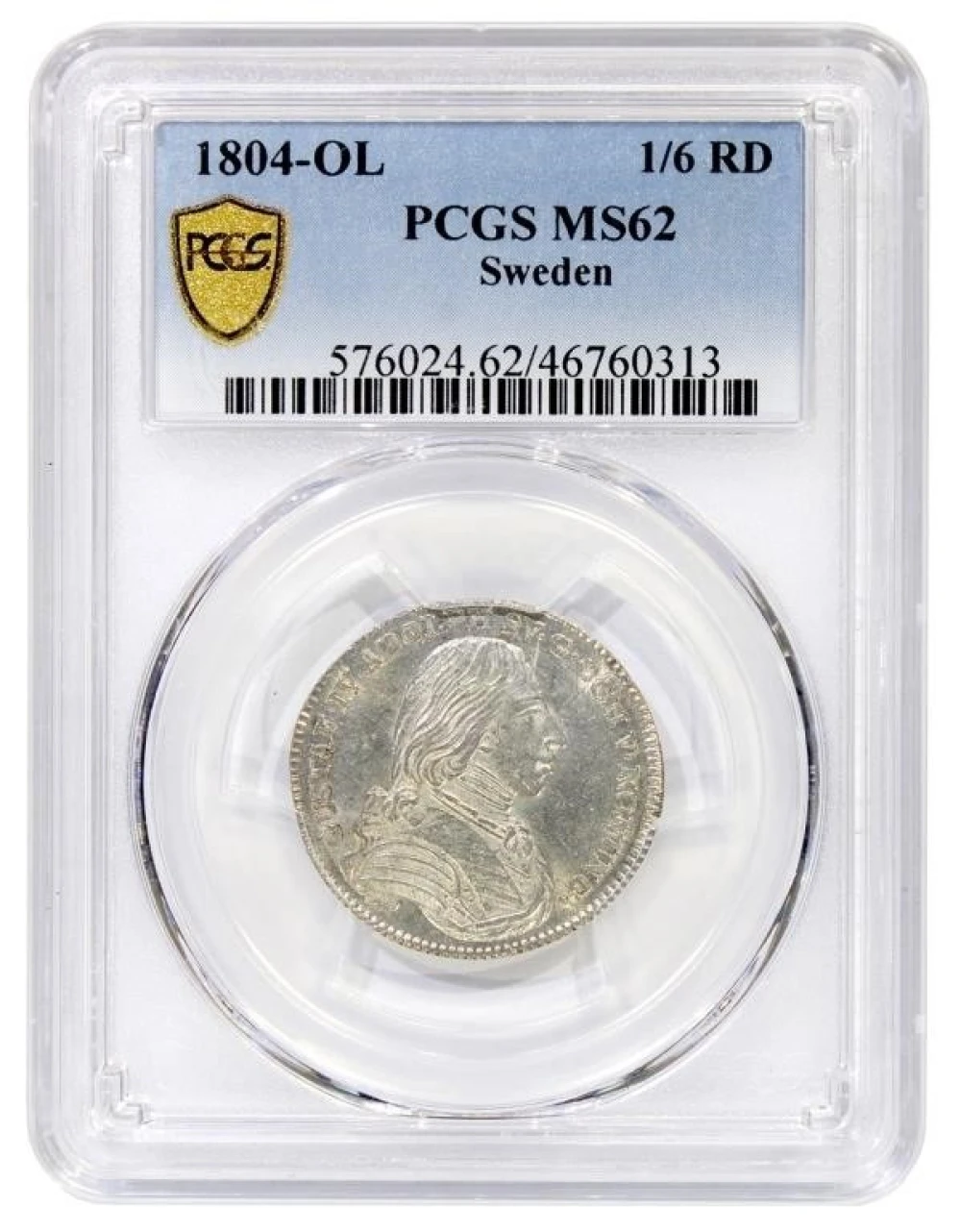 Sweden. PCGS MS-62 1804-OL 1/6 Riksdaler