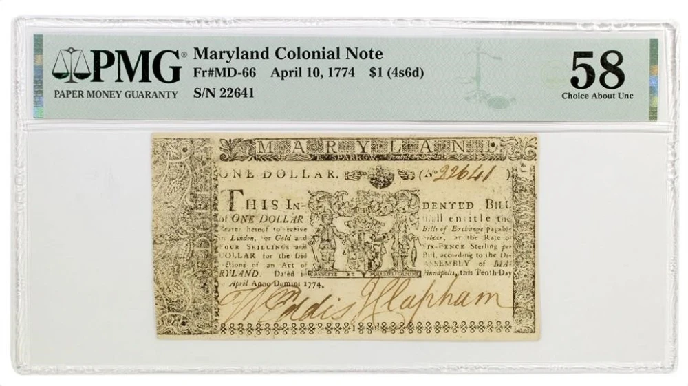 Maryland. Annapolis. PMG 58 $1 Note