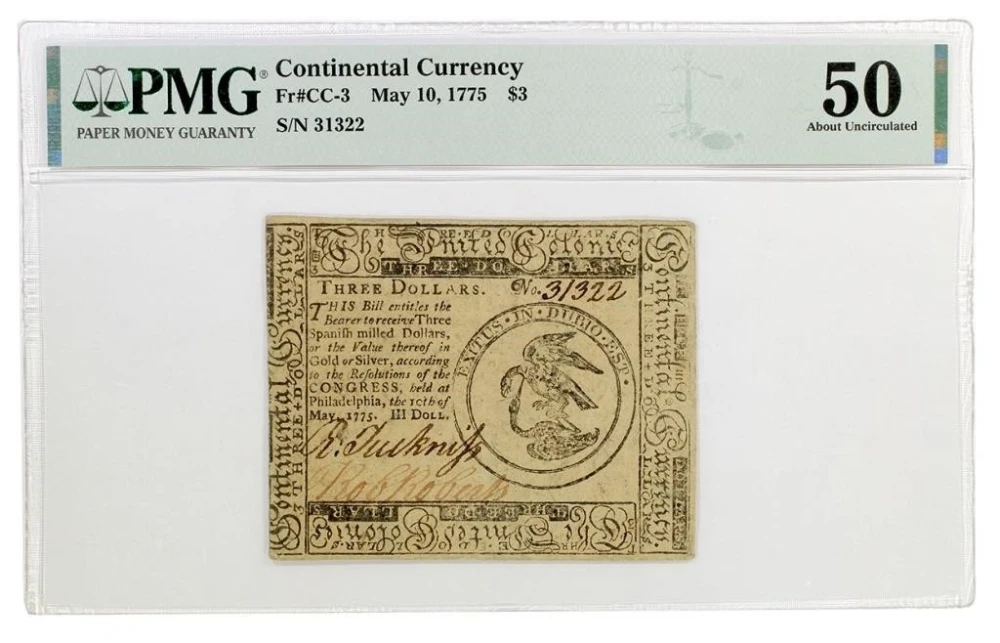 Pennsylvania. Philadelphia. PMG 50 Three Dollars
