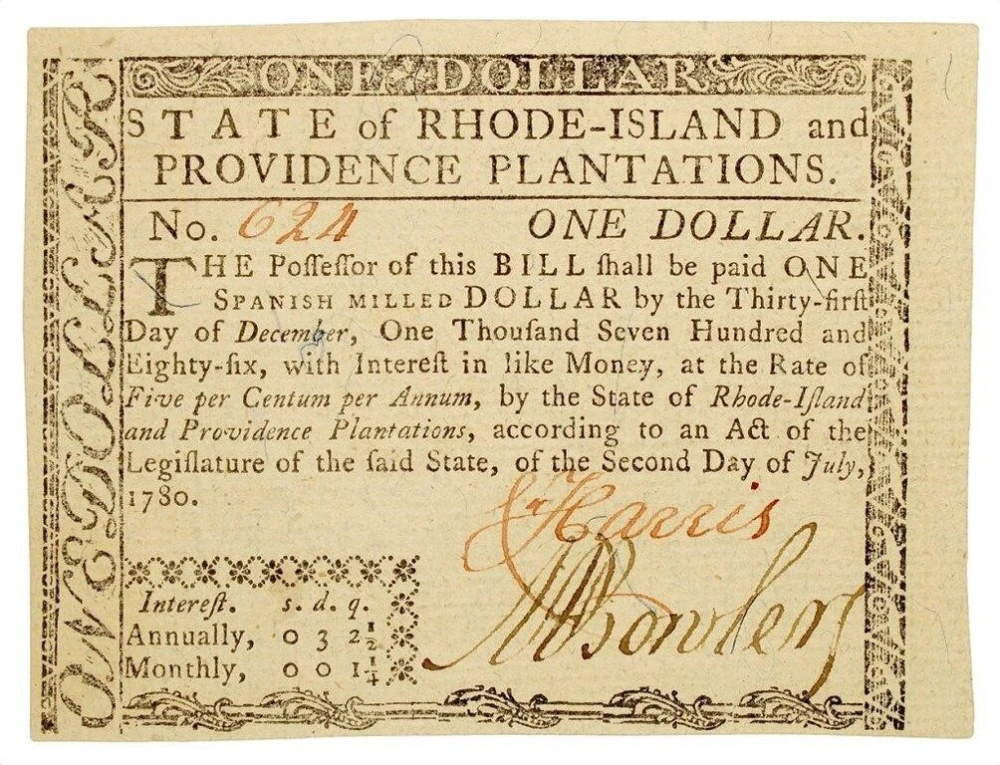 Rhode Island-Providence Plantations. Crisp New $1