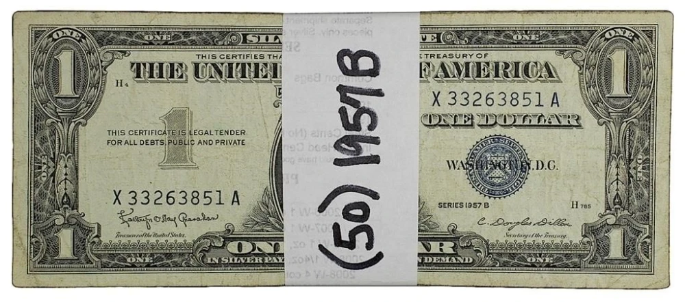 50 Pcs 1957-B $1 Silver Certificates