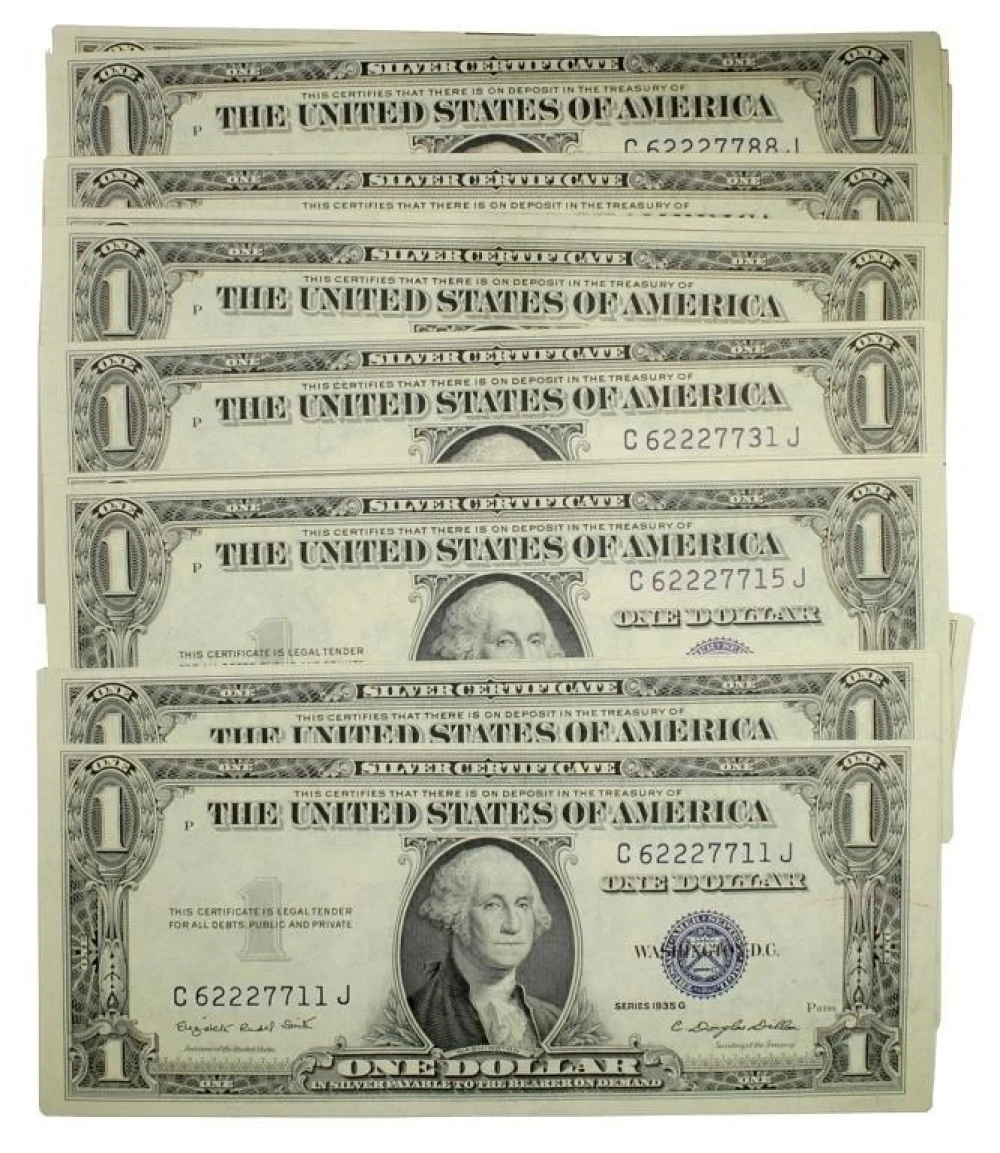 20 CU 1935-G $1 Silver Certificates