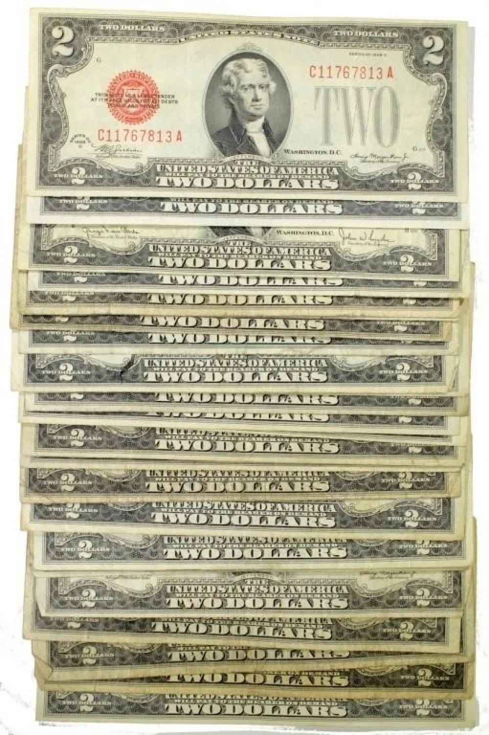 29 Pcs Series 1928 $2 Red Seal Notes