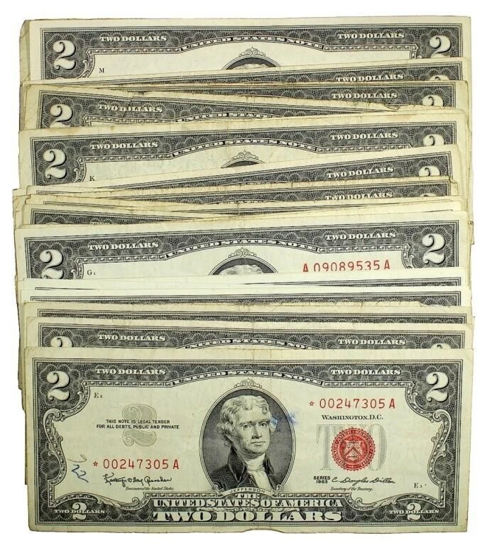 32 Pcs Series 1953 & 1963 $2 Red Seal Notes