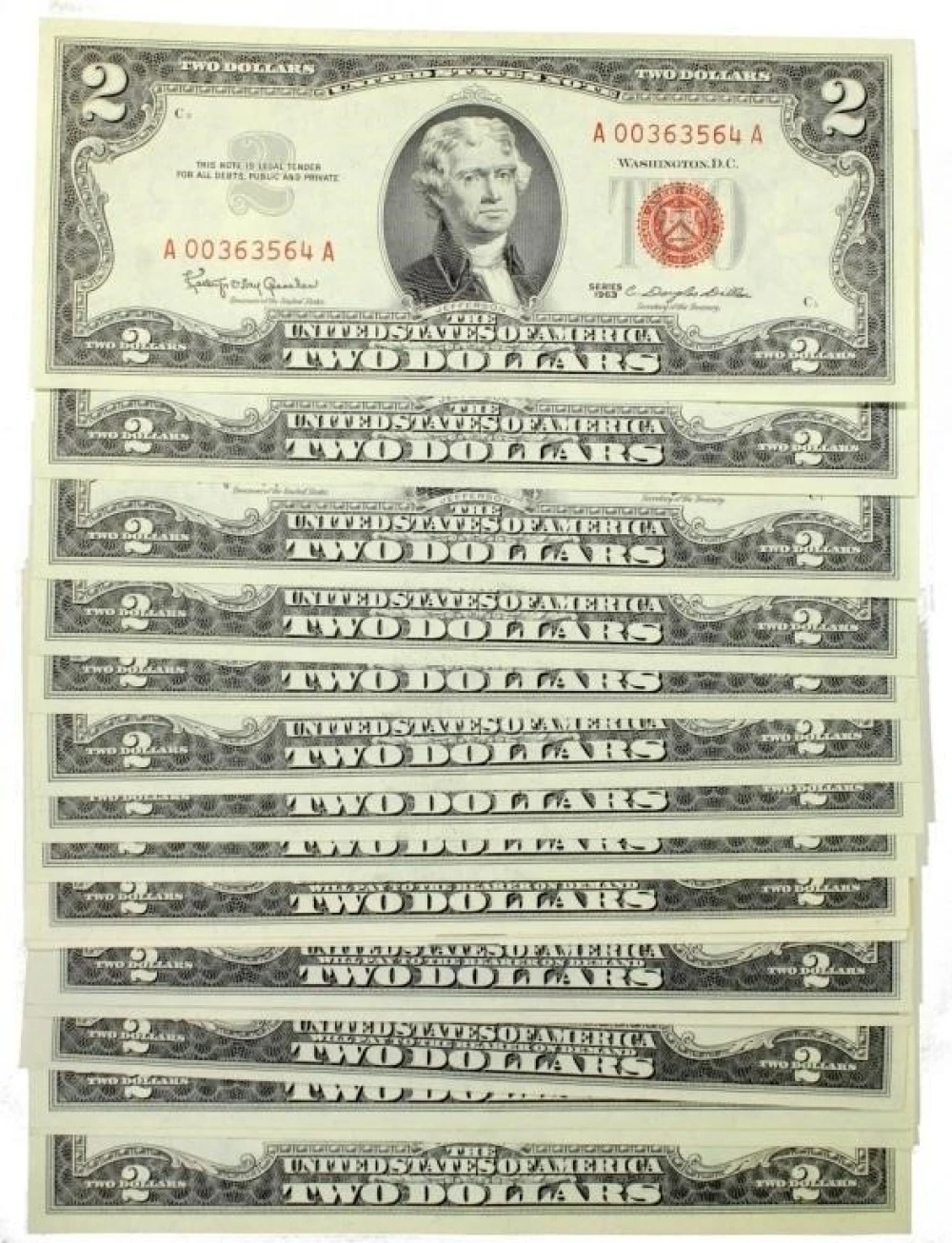 Selection of Crisp Red Seal $2 Notes