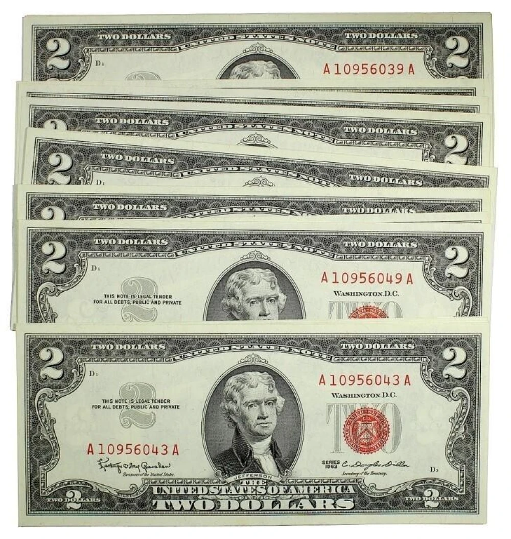 20 Consecutive 1963 Red Seal $2 Notes