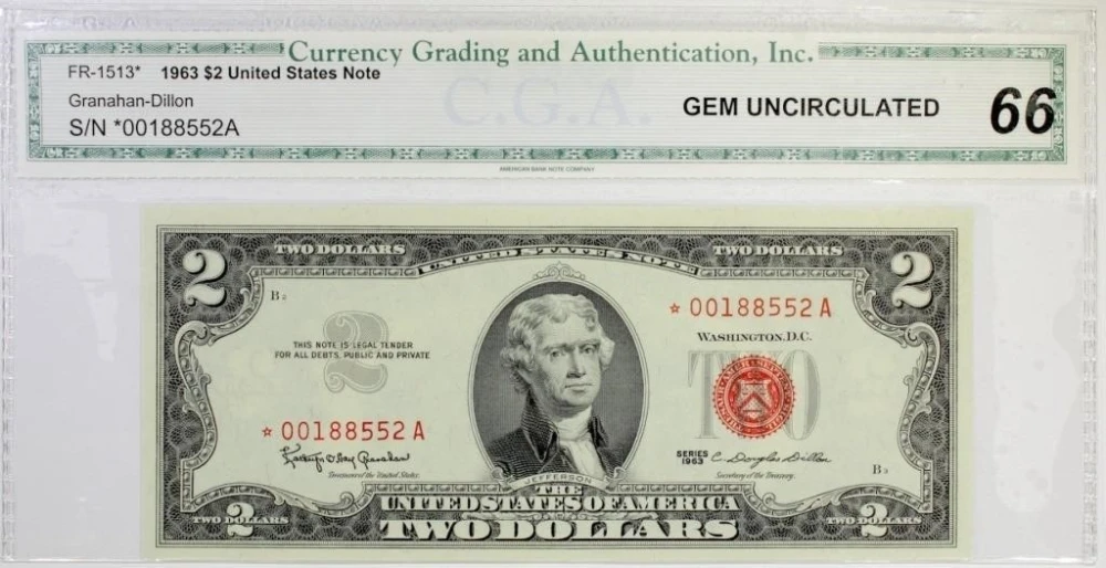 Gem New Series 1963 $2 Star Note