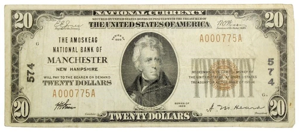New Hampshire. Manchester. VF Series 1929 $20