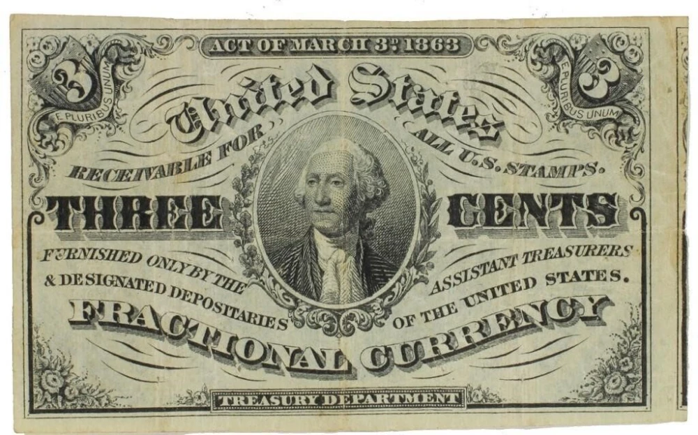 Fine to VF Three-Cents Fractional Note