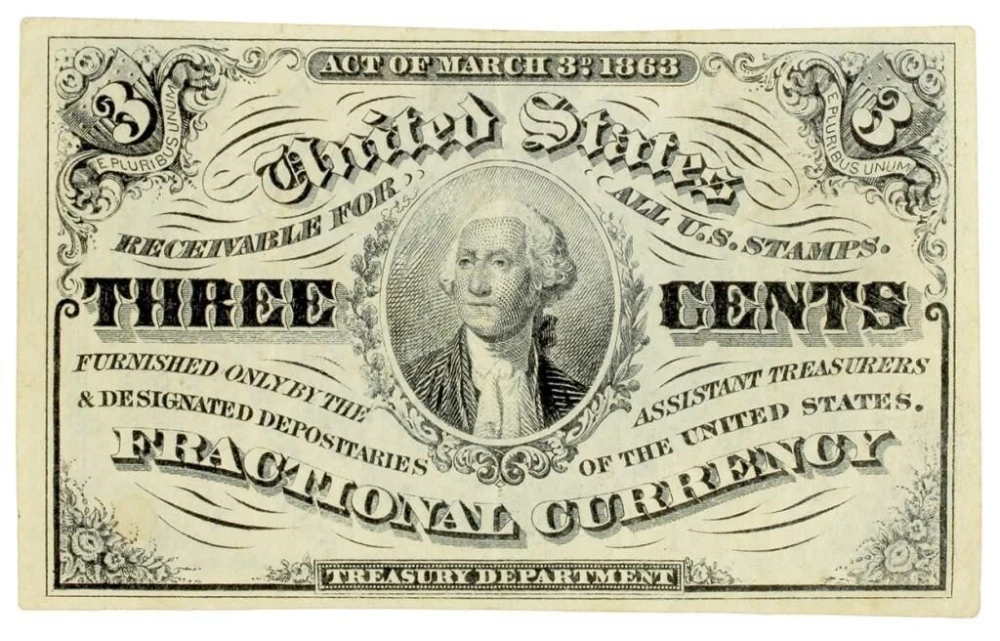 AU Washington 3-Cents Fractional Currency