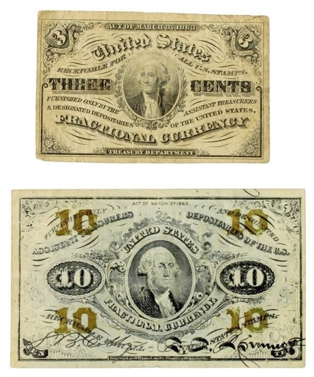 Pair of Washington Portrait Fractional Pieces