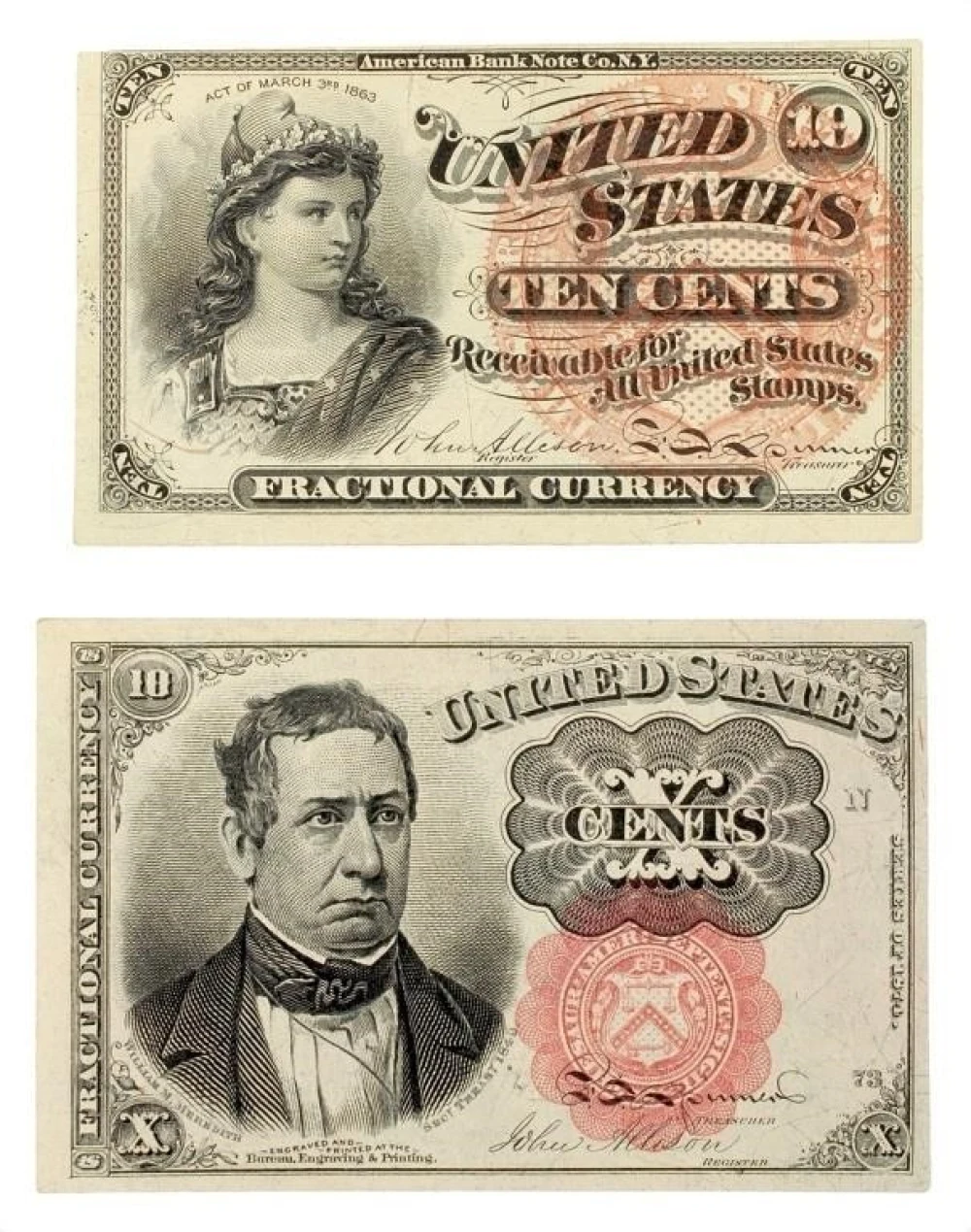 AU-Unc Pair of 10-Cents Fractional Notes