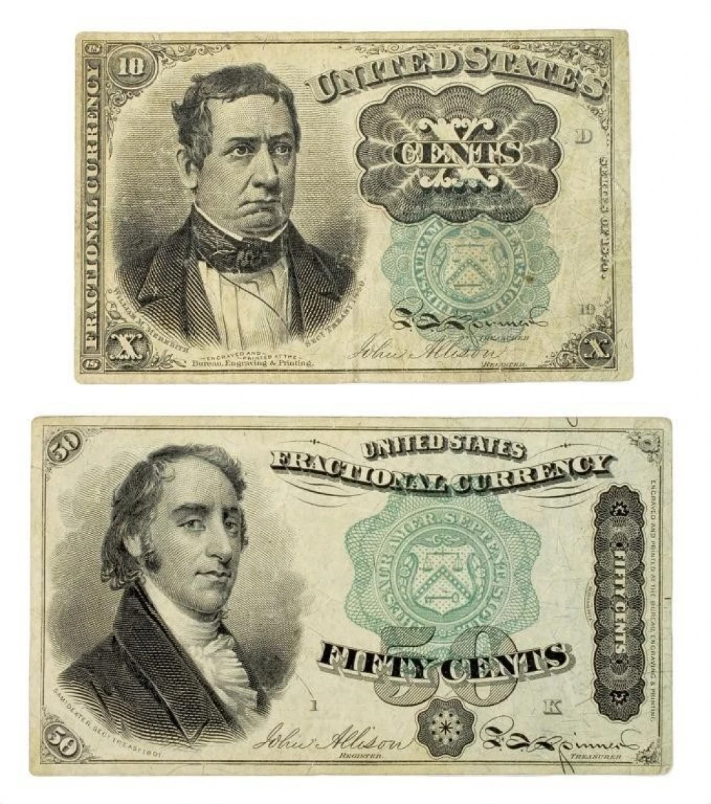 Denomination Pair of Fractional Currency Notes