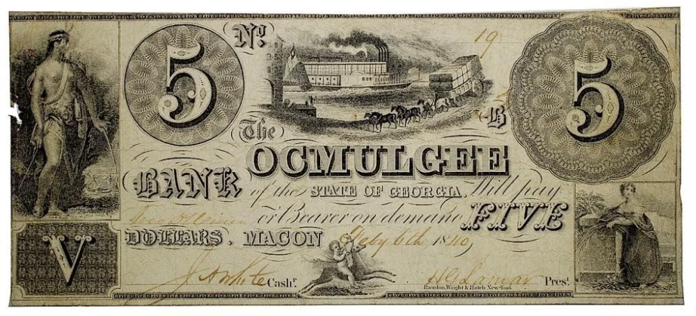 Georgia. Macon. Crisp EF 1840 $5 Note