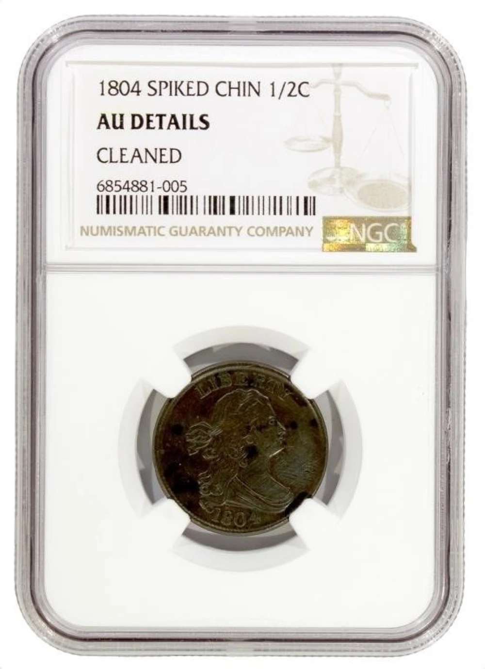 NGC AU Details 1804 Spiked Chin Half Cent