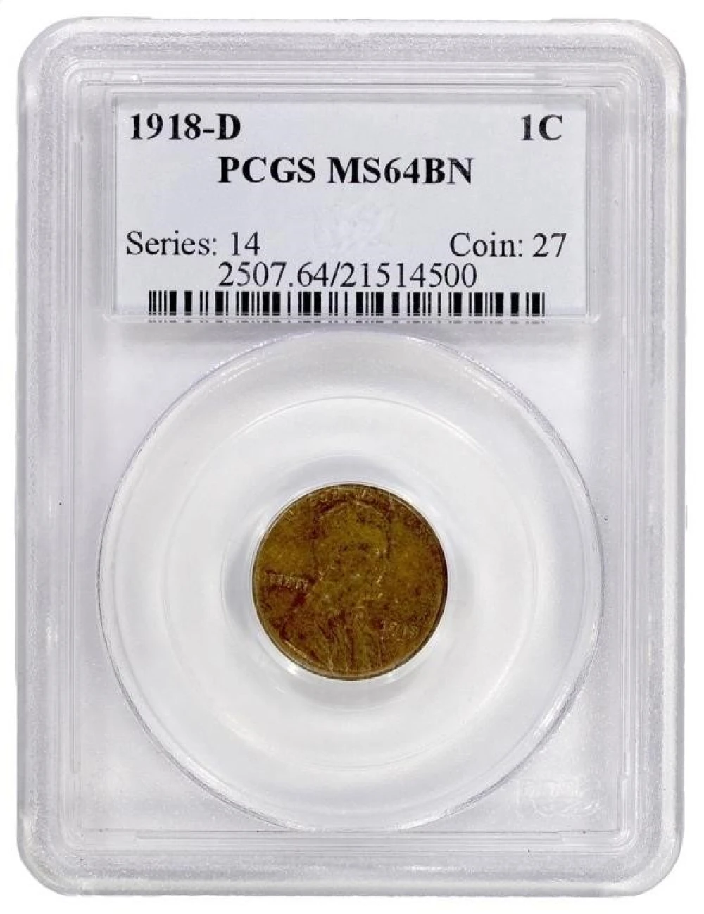 NGC MS-64 BN 1918-D Lincoln Cent