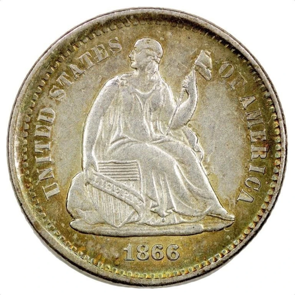 AU-58 1866-S Half Dime