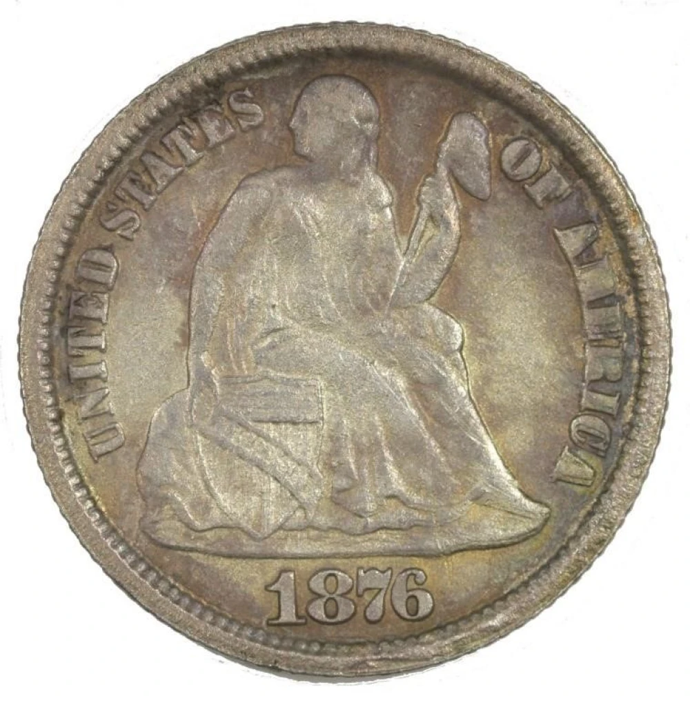 EF 1876-CC Double Die Seated Dime