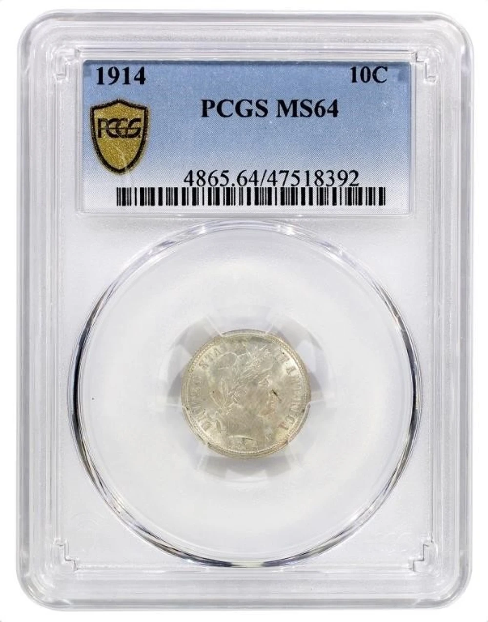 NGC MS-64 1914 Barber Dime