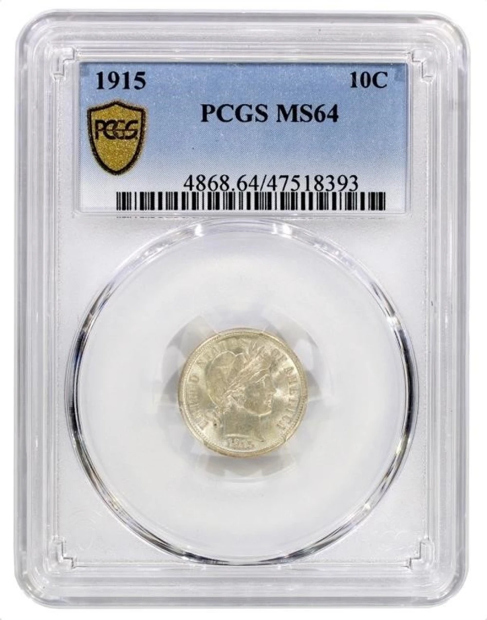 NGC MS-64 1915 Barber Dime