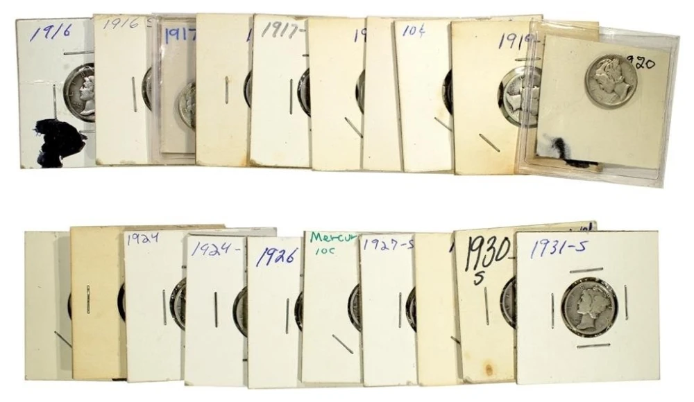 20 Different Early Mercury Dimes