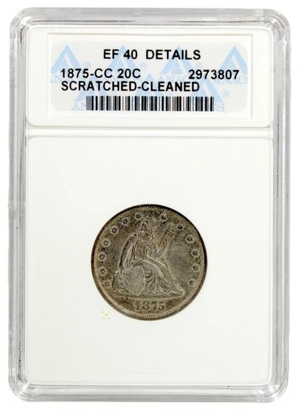 EF Details 1875-CC Twenty Cents