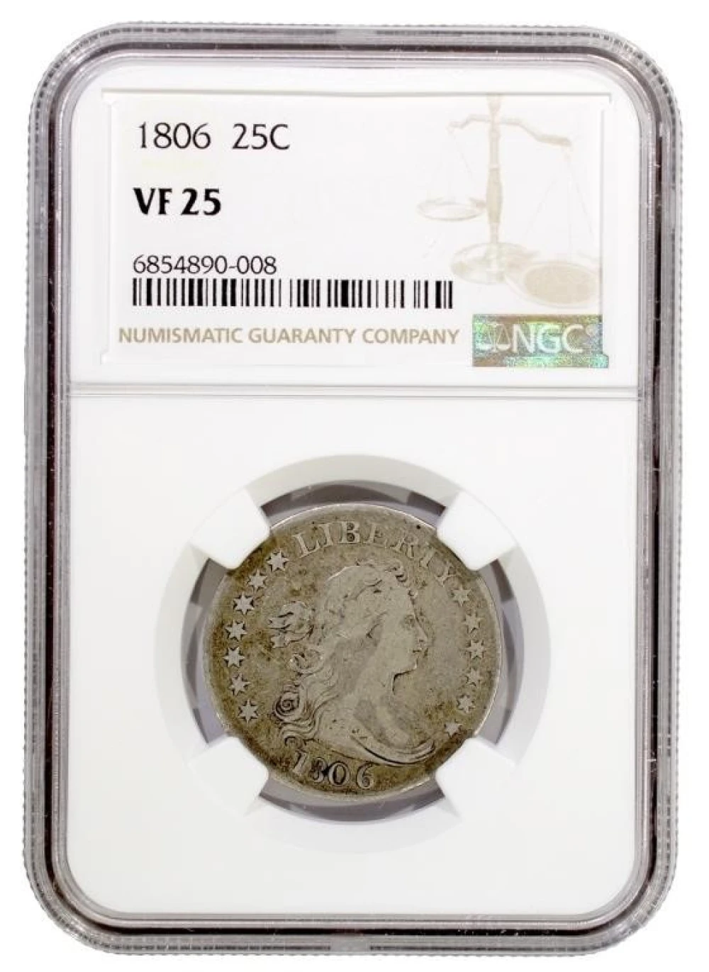 NGC VF-25 1806 Bust Quarter