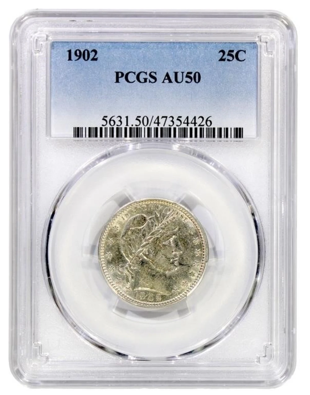 PCGS AU-50 1902 Barber Quarter
