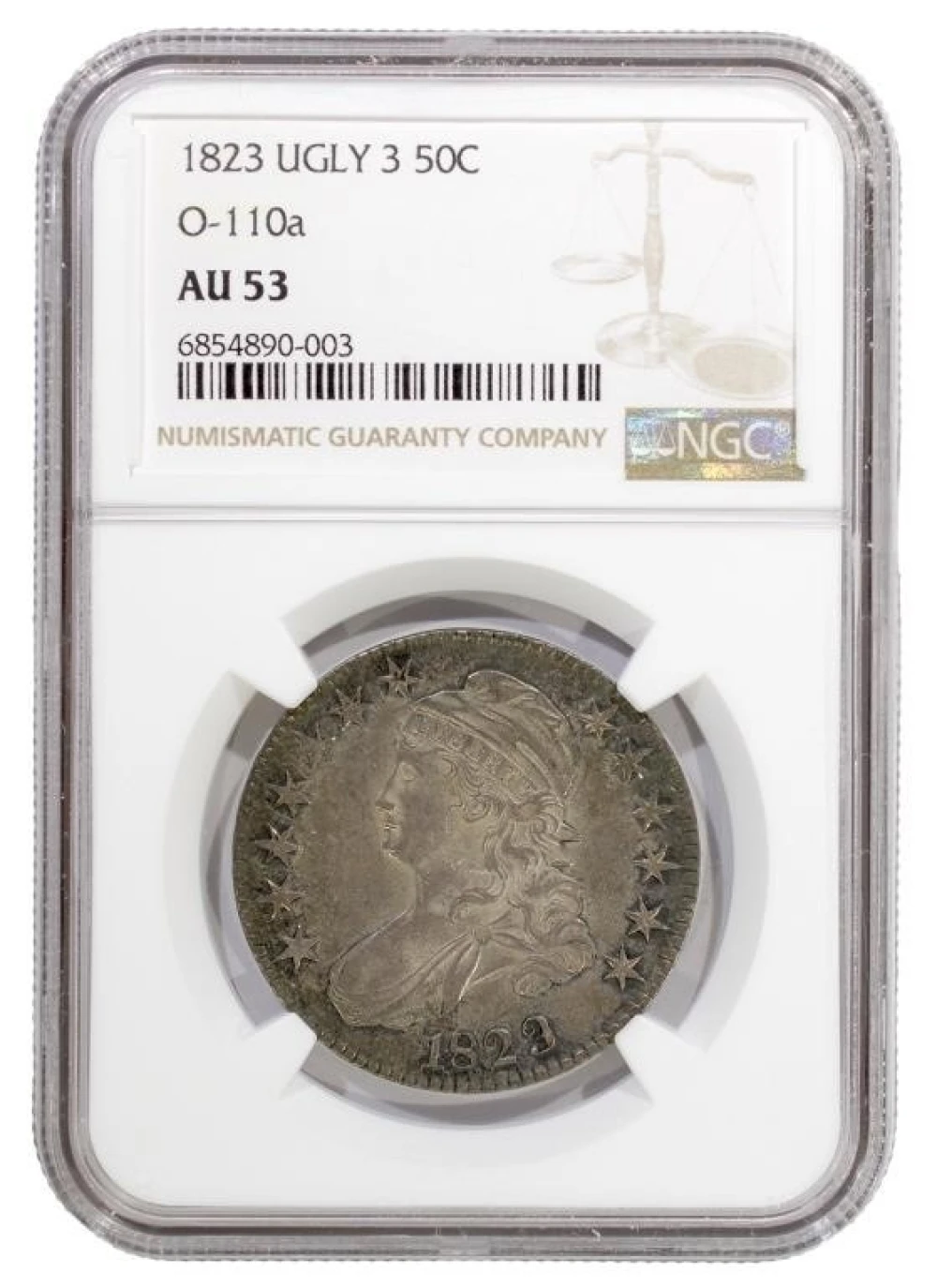 NGC AU-53 1823 "Ugly 3" Bust Half Dollar