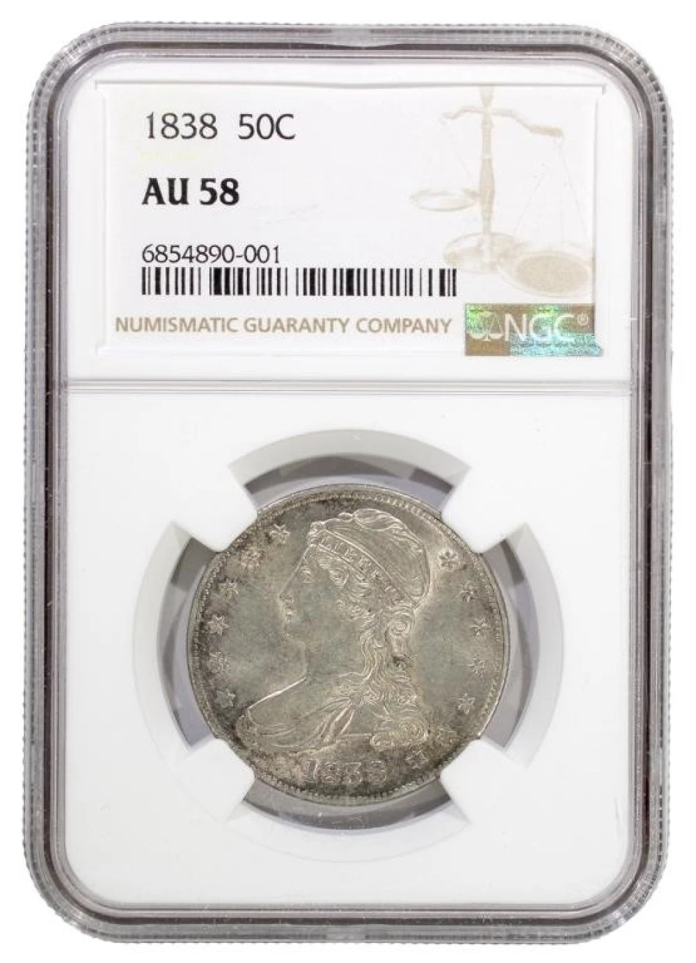 NGC AU-58 1838 Bust Half Dollar