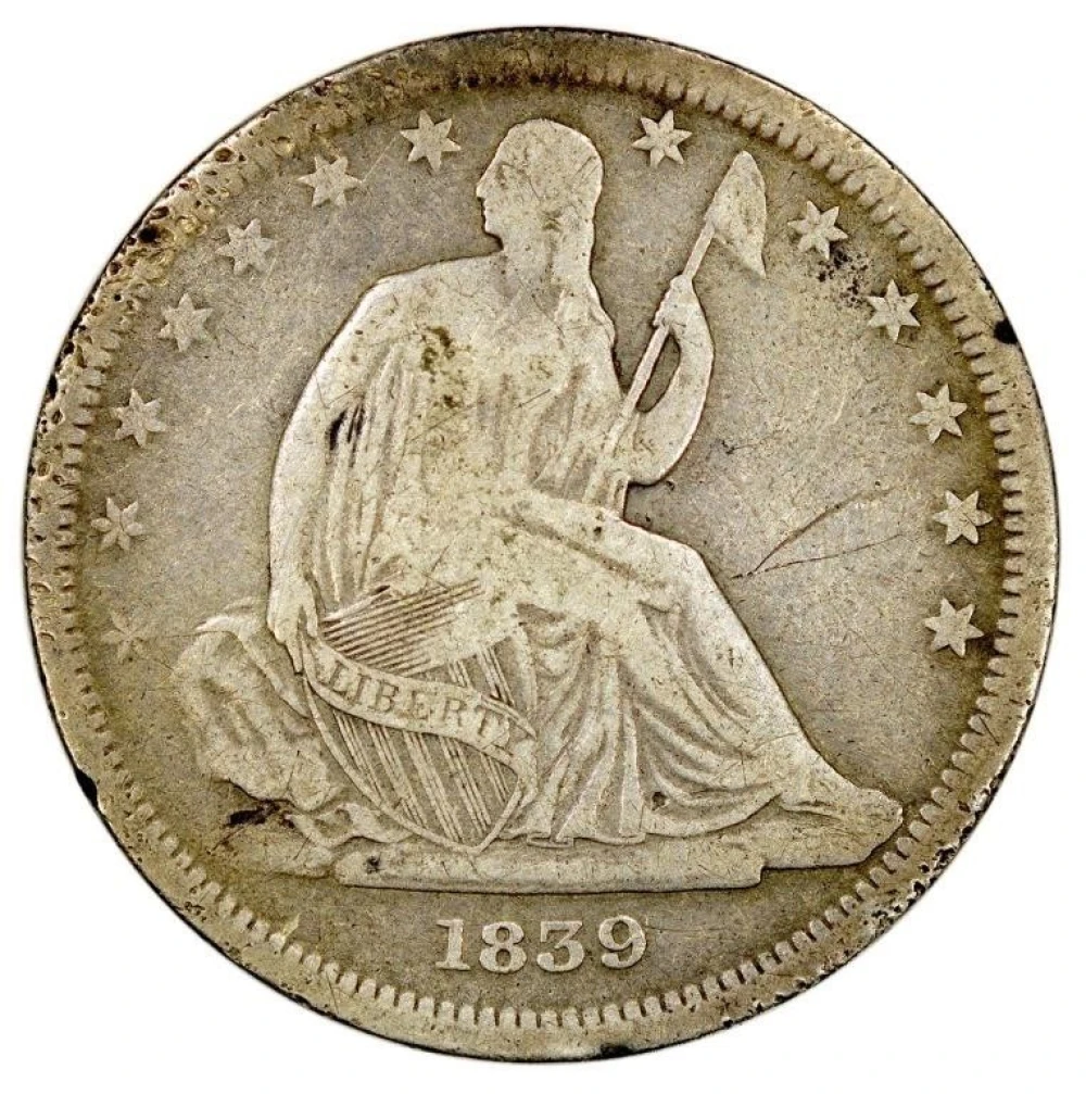 Fine Details 1839 Liberty Seated Half Dollar
