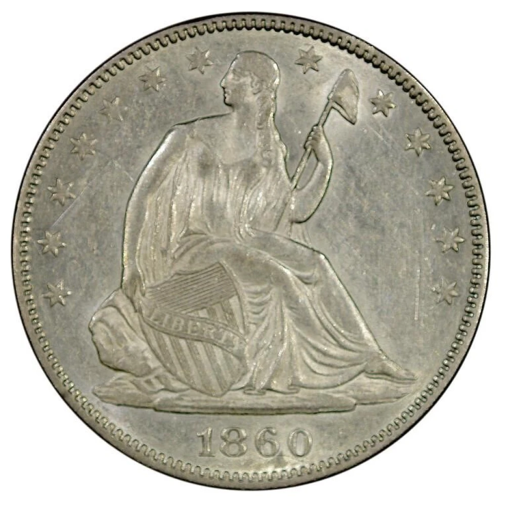 AU-55 1860 Seated Half Dollar