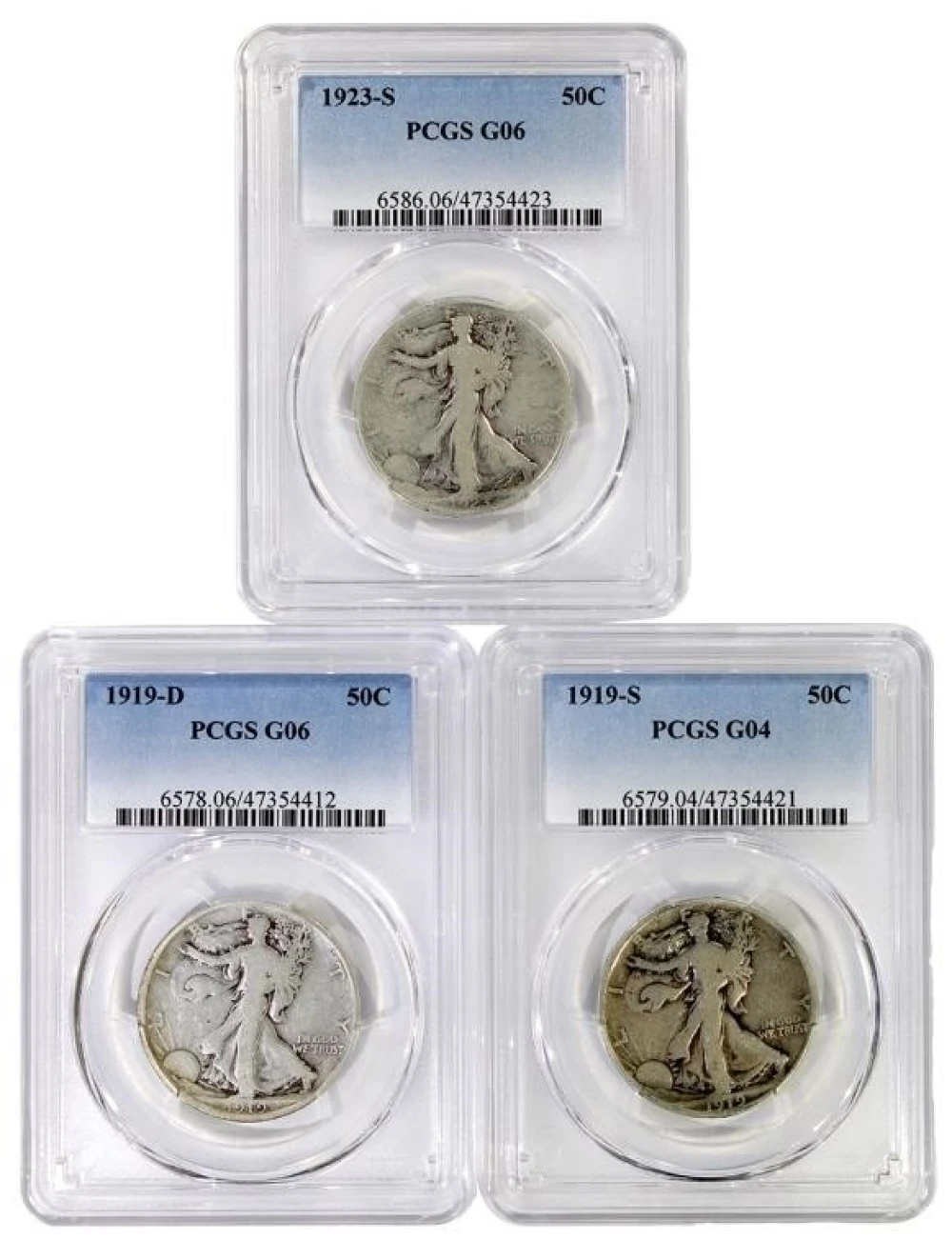 PCGS Walking Liberty Half Trio