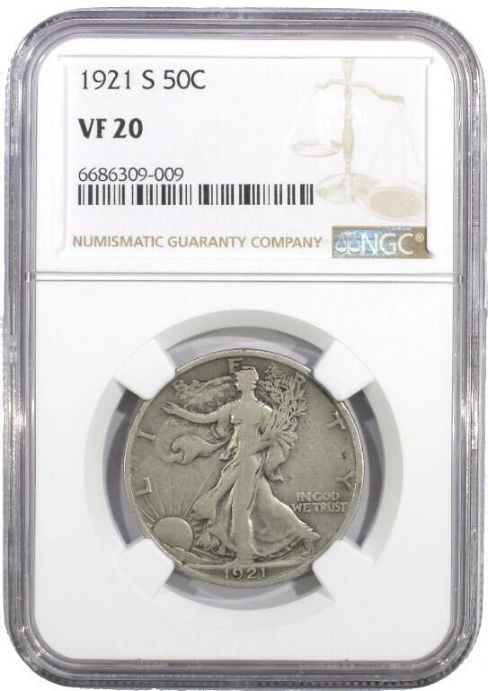 NGC VF-20 1921-S Walking Liberty Half