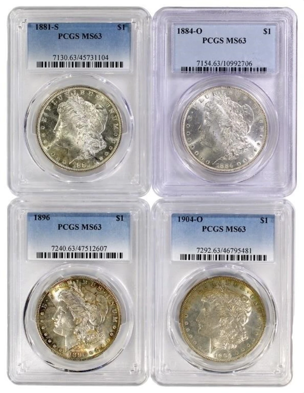 PCGS MS-63 Morgan Quartet